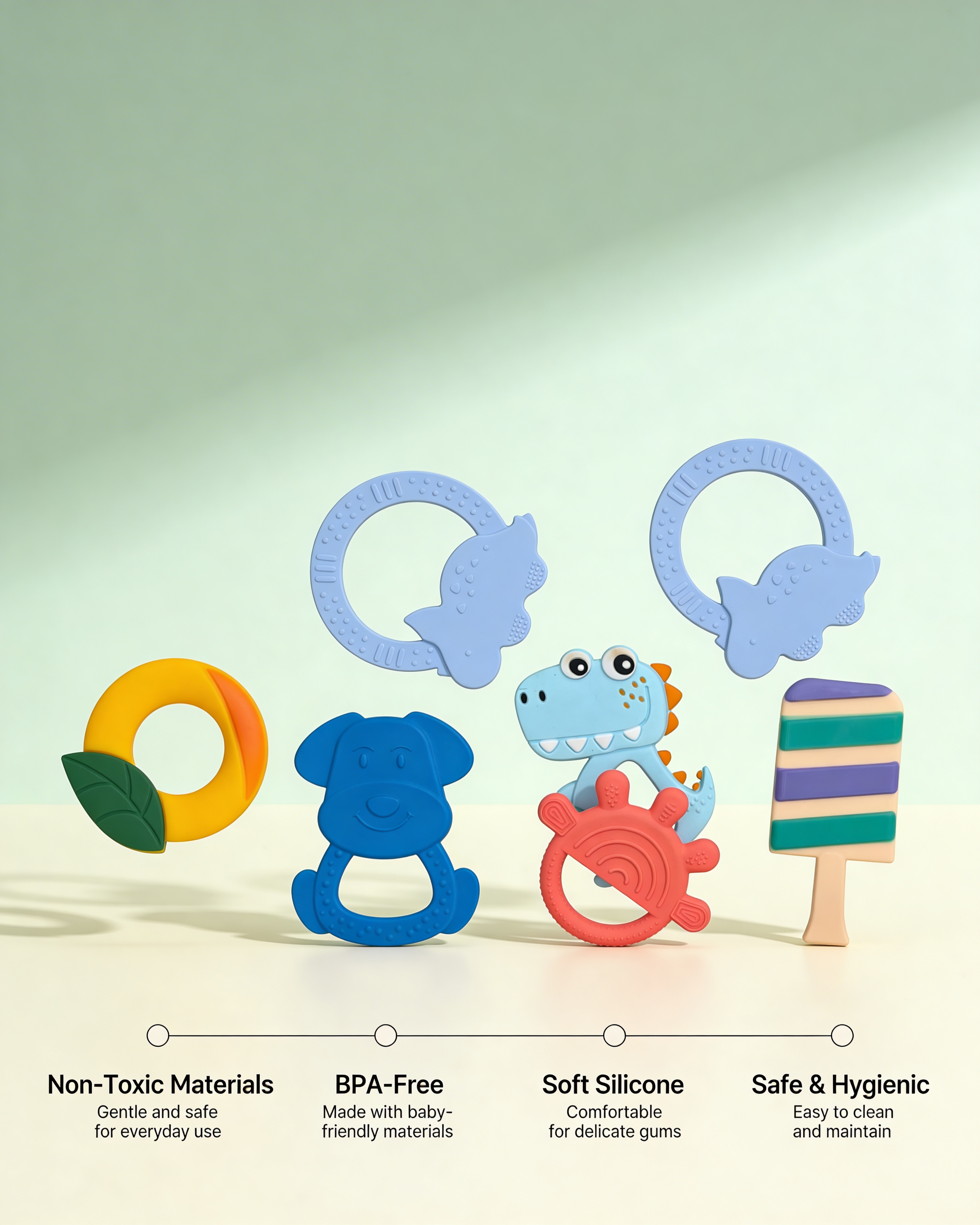 Baby Diaper Pack with Free Teether combo| Soft, Leak-Proof & Skin-Friendly Diapers (S, M, L Sizes Available)