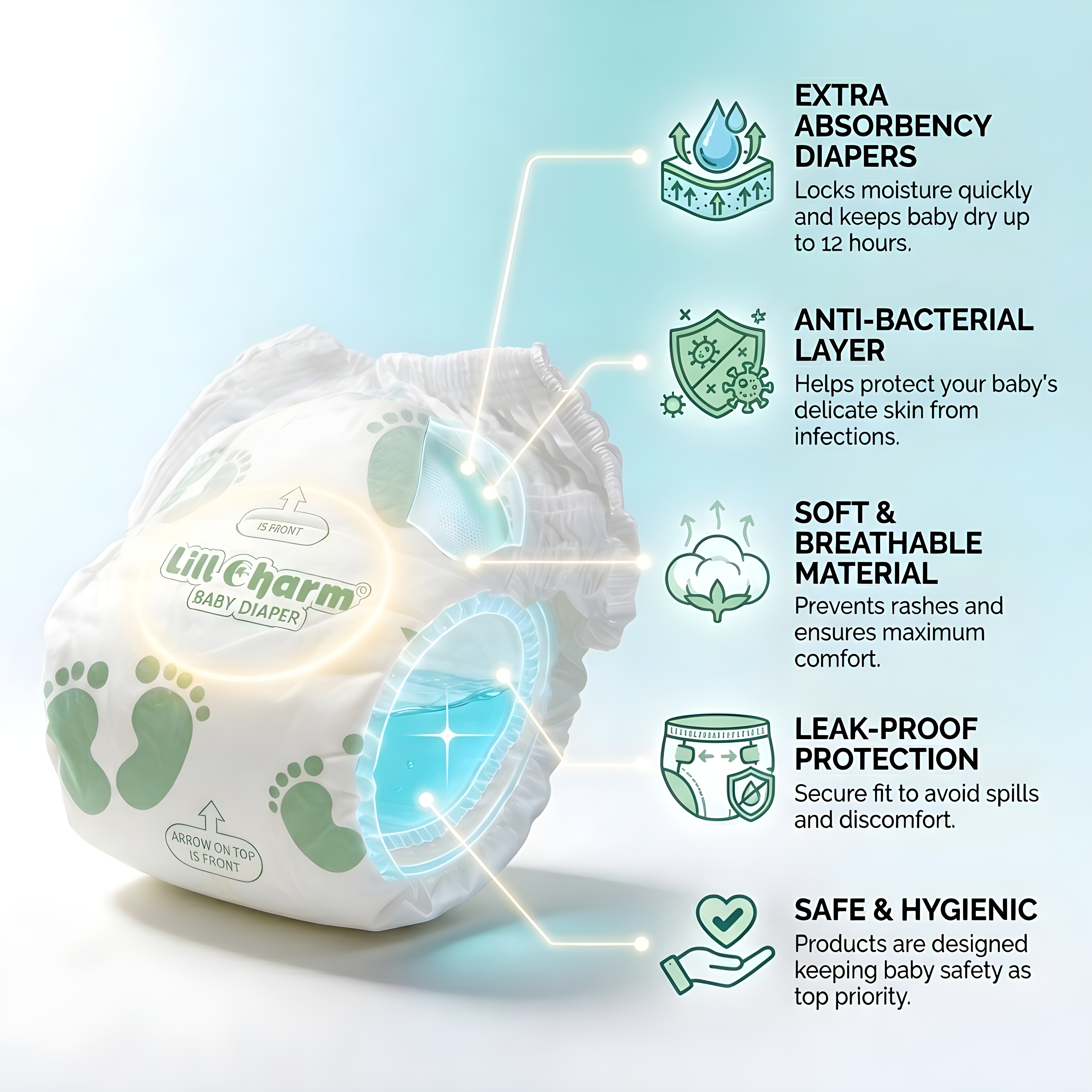 Premium Baby Diaper Combo Pack with Soft Silicon Spoon Feeder