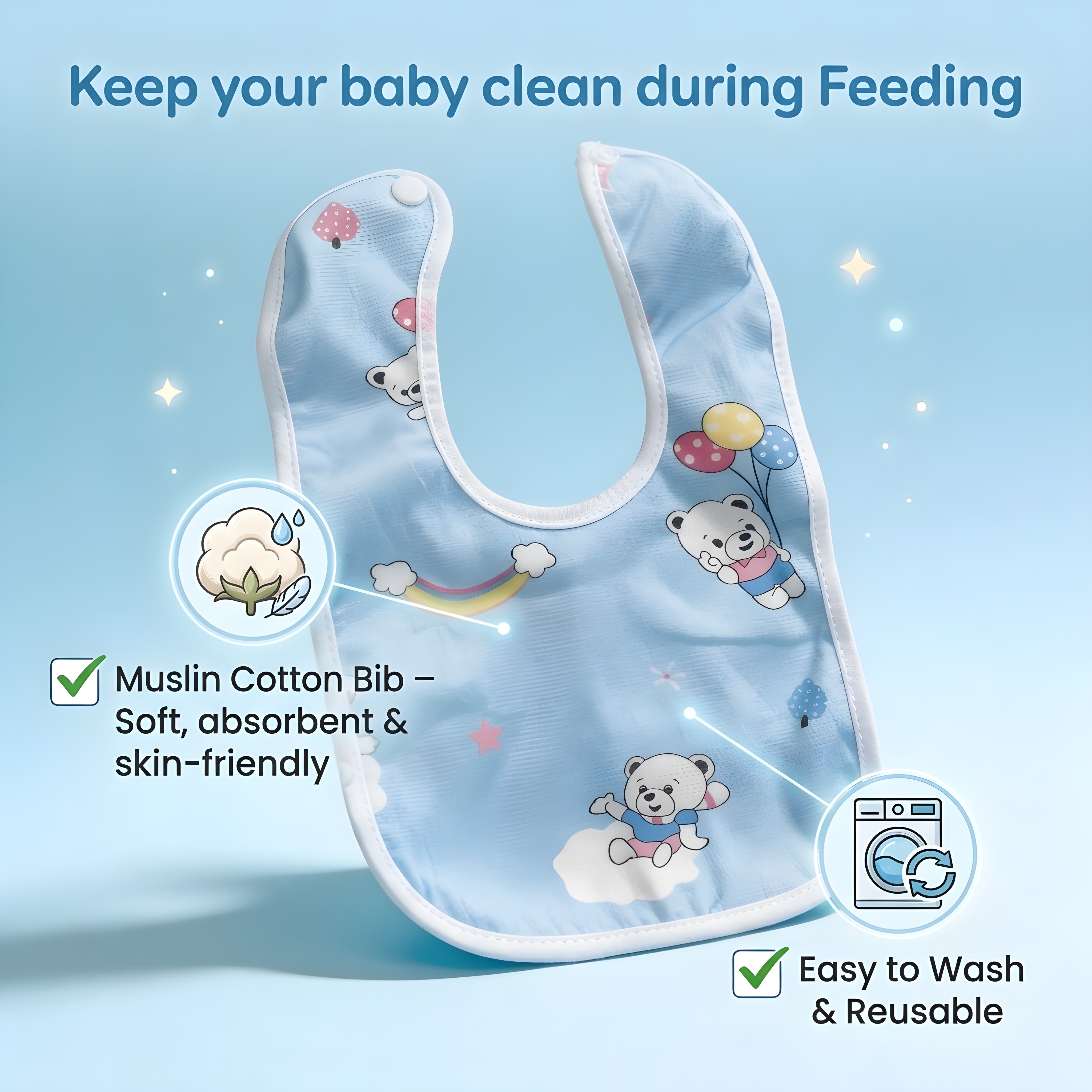 Premium Baby Diaper Combo Pack with Muslin Bib